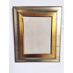 ESPEJO MOLDURA ANCHA ORO-PLATA CRISTAL BISELADO