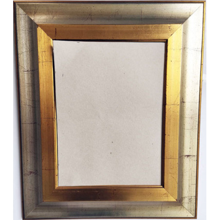 ESPEJO MOLDURA ANCHA ORO-PLATA CRISTAL BISELADO