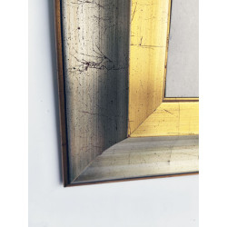 ESPEJO MOLDURA ANCHA ORO-PLATA CRISTAL BISELADO