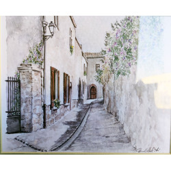 CUADRO LAMINA CALLE MARCO MARRON DECAPADO EN BLANCO