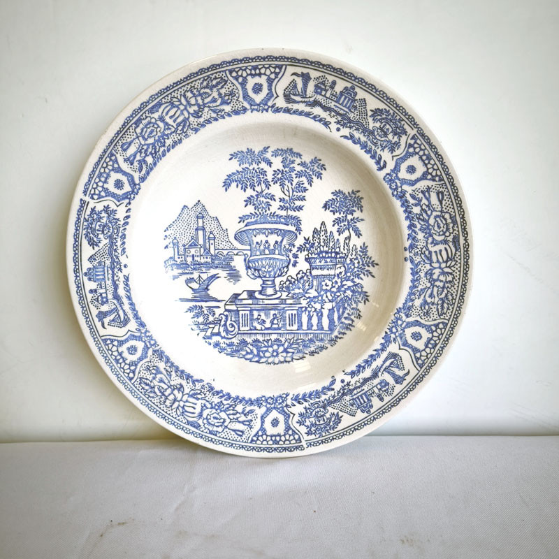 PLATO DECORADO AZUL DE CERAMICA