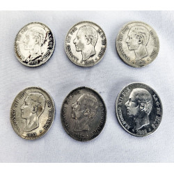 6 MONEDAS DE PLATA DE 5...