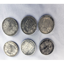 6 MONEDAS DE CINCO PESETAS DE PLATA DE ALFONSO XIII