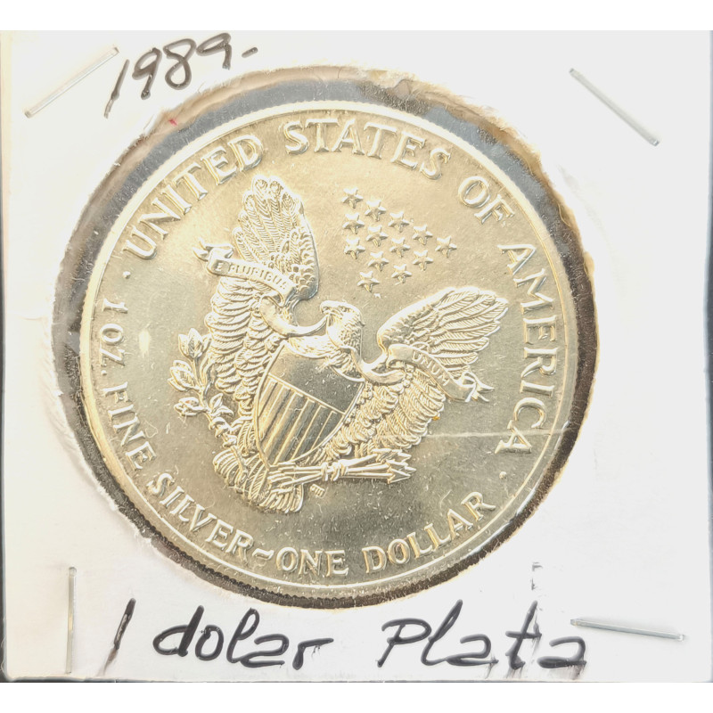 1 DOLAR DE ESTADOS UNIDOS EN PLATA AÑO 1989