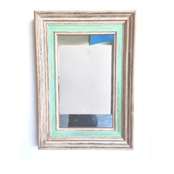 ESPEJO DE MOLDURA DECAPADA CON FRANGA VERDE