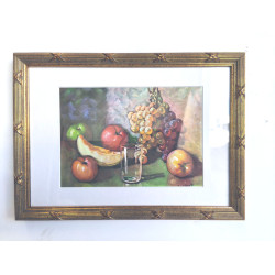 CUADRO LAMINA Y CRISTAL MOTIVO BODEGÓN DE FRUTAS