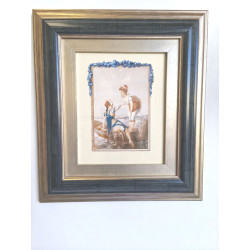 CUADRO LAMINA Y CRISTAL BAÑISTAS EN LA PLAYA