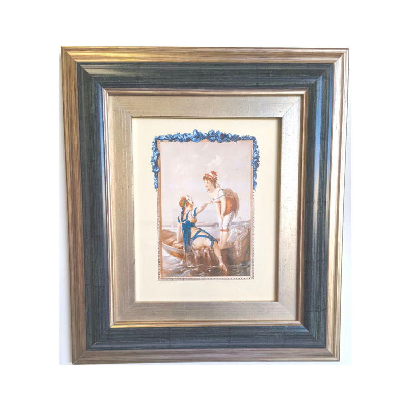 CUADRO LAMINA Y CRISTAL BAÑISTAS EN LA PLAYA