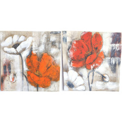PAREJA DE CUADROS FLORES...