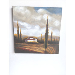 PAREJA DE CUADROS ACRÍLICOS MOTIVO PAISAJE CAMPESTRE