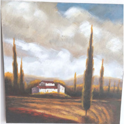 PAREJA DE CUADROS ACRÍLICOS MOTIVO PAISAJE CAMPESTRE