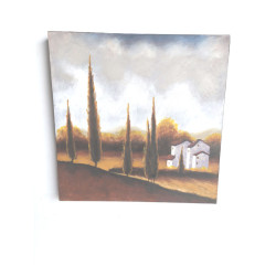 PAREJA DE CUADROS ACRÍLICOS MOTIVO PAISAJE CAMPESTRE