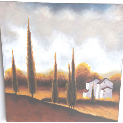 PAREJA DE CUADROS ACRÍLICOS MOTIVO PAISAJE CAMPESTRE