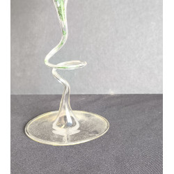 PAREJA DE COPAS RIZADAS DE CRISTAL SOPLADO CON FLORES GRANDE