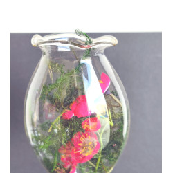 PAREJA DE COPAS RIZADAS DE CRISTAL SOPLADO CON FLORES GRANDE