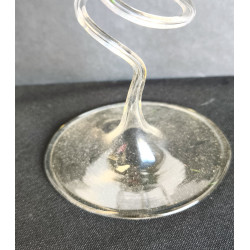 PAREJA DE COPAS RIZADAS DE CRISTAL SOPLADO CON FLORES MEDIANAS