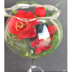 PAREJA DE COPAS RIZADAS DE CRISTAL SOPLADO CON FLORES MEDIANAS