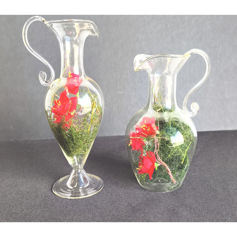 PAREJA DE JARRAS DE CRISTAL SOPLADO PEQUEÑAS